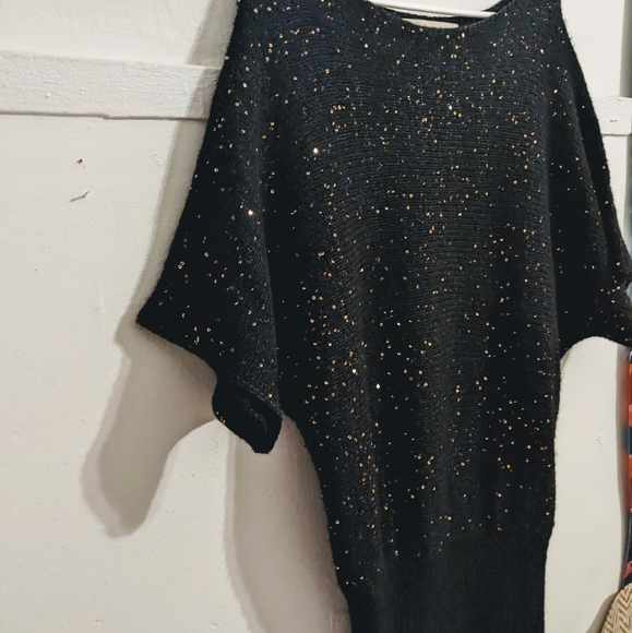 Vintage Rachel Roy Sequin Metallic Knit Sweater Dress - Picture 3 of 9